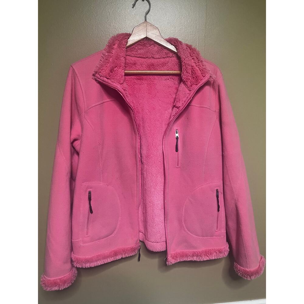 GreenTea Pink Faux-Sherpa Lined Jacket